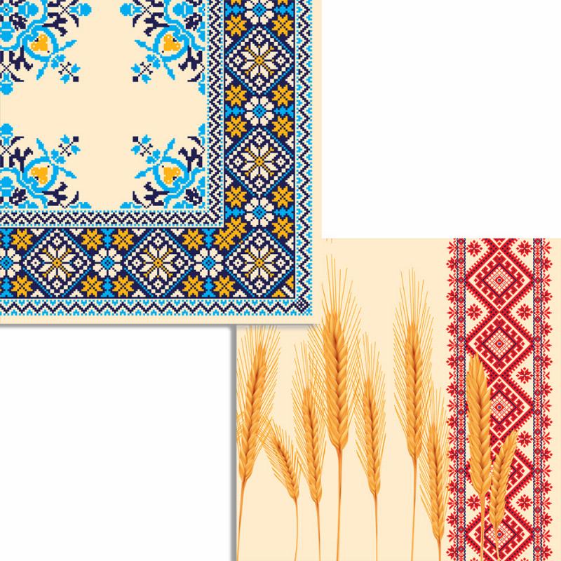 Серветки Рушники українські TM Silken 2 шар 16 шт -розмір 33*33 см